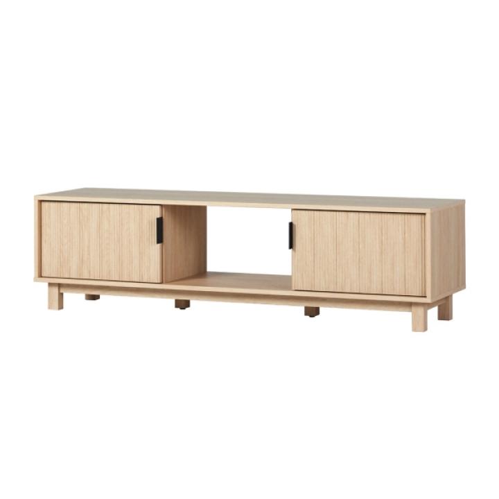 Coastal Oak Fluted 2-Door Compact TV Stand