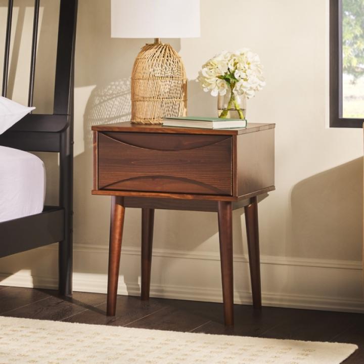 Walnut Mid-Century Modern Nightstand