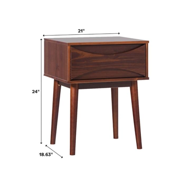 Walnut Mid-Century Modern Nightstand
