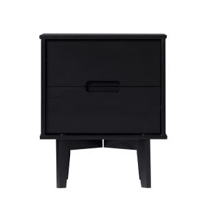 Midnight Black Wood 2-Drawer Modern Nightstand