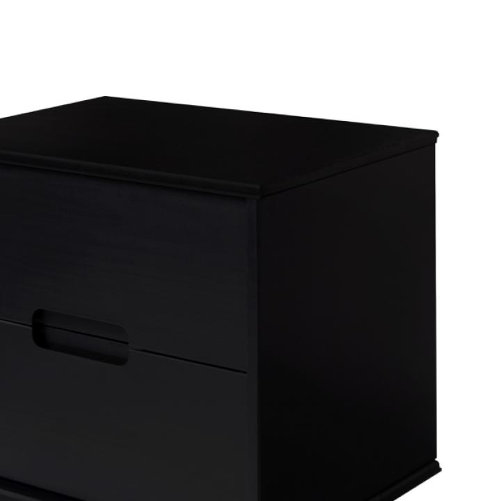 Midnight Black Wood 2-Drawer Modern Nightstand
