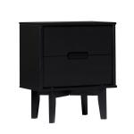 Midnight Black Wood 2-Drawer Modern Nightstand