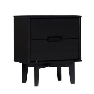 Midnight Black Wood 2-Drawer Modern Nightstand