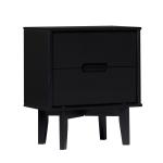Midnight Black Wood 2-Drawer Modern Nightstand