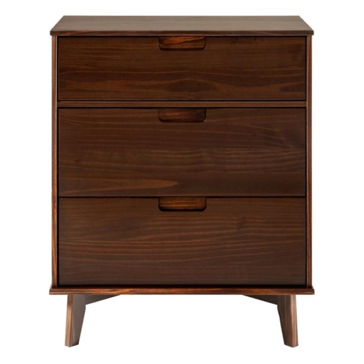 Walnut Mid-Century Modern 3-Drawer Dresser