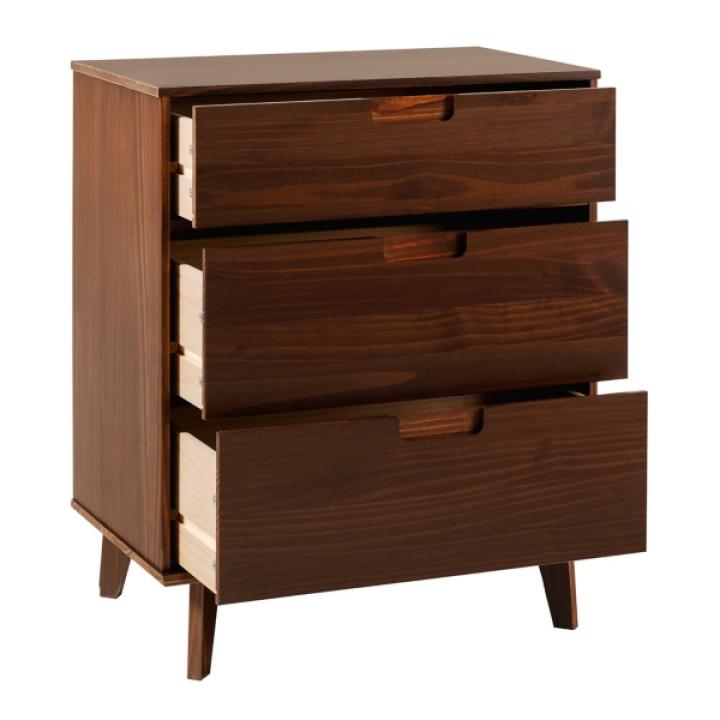 Walnut Mid-Century Modern 3-Drawer Dresser