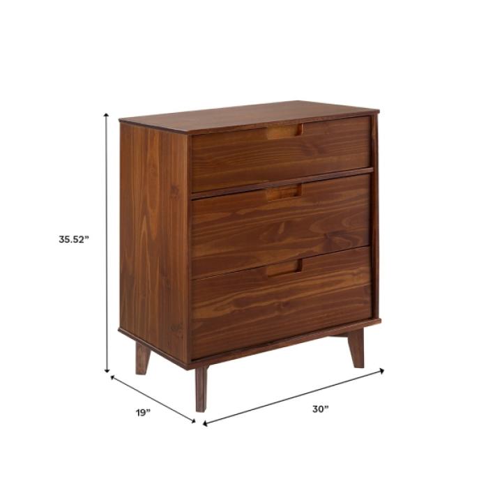 Walnut Mid-Century Modern 3-Drawer Dresser
