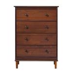 Walnut Mid-Century Modern 4-Drawer Wood Dresser