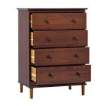 Walnut Mid-Century Modern 4-Drawer Wood Dresser