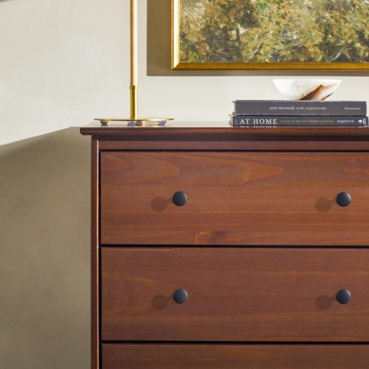 Walnut Mid-Century Modern 4-Drawer Wood Dresser
