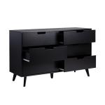 Black Simple Grooved Handle 6-Drawer Dresser