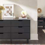 Black Simple Grooved Handle 6-Drawer Dresser