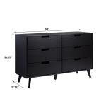 Black Simple Grooved Handle 6-Drawer Dresser