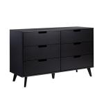 Black Simple Grooved Handle 6-Drawer Dresser