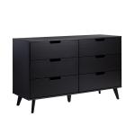 Black Simple Grooved Handle 6-Drawer Dresser