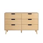 Oak Wood Simple Grooved Handle 6-Drawer Dresser