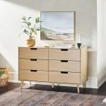 Oak Wood Simple Grooved Handle 6-Drawer Dresser