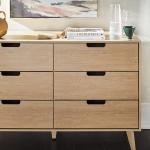 Oak Wood Simple Grooved Handle 6-Drawer Dresser