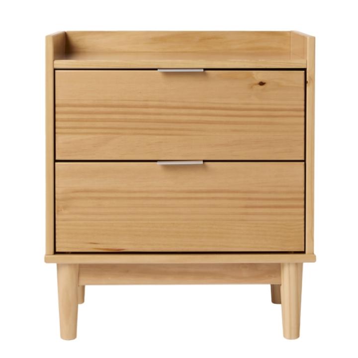 Natural Pine 2-Drawer Gallery Top Nightstand