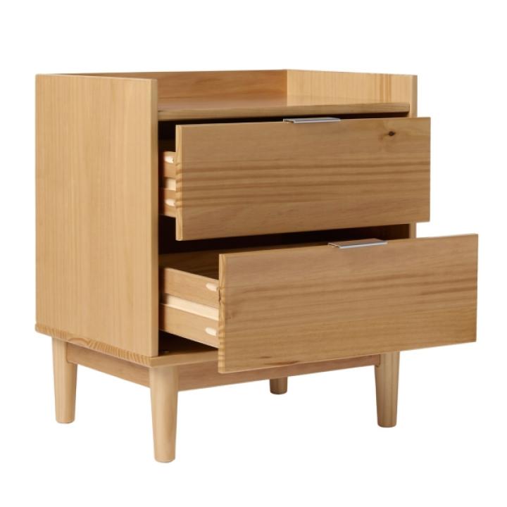 Natural Pine 2-Drawer Gallery Top Nightstand