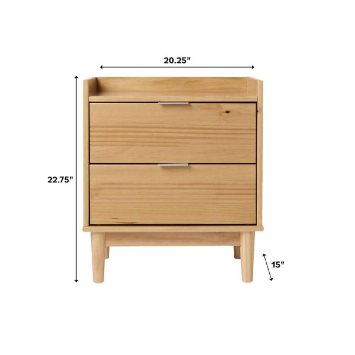 Natural Pine 2-Drawer Gallery Top Nightstand