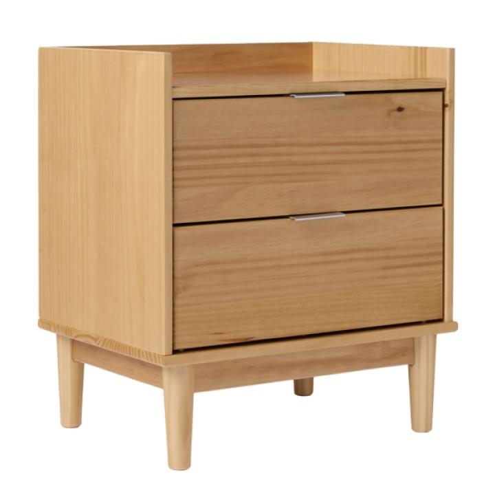 Natural Pine 2-Drawer Gallery Top Nightstand