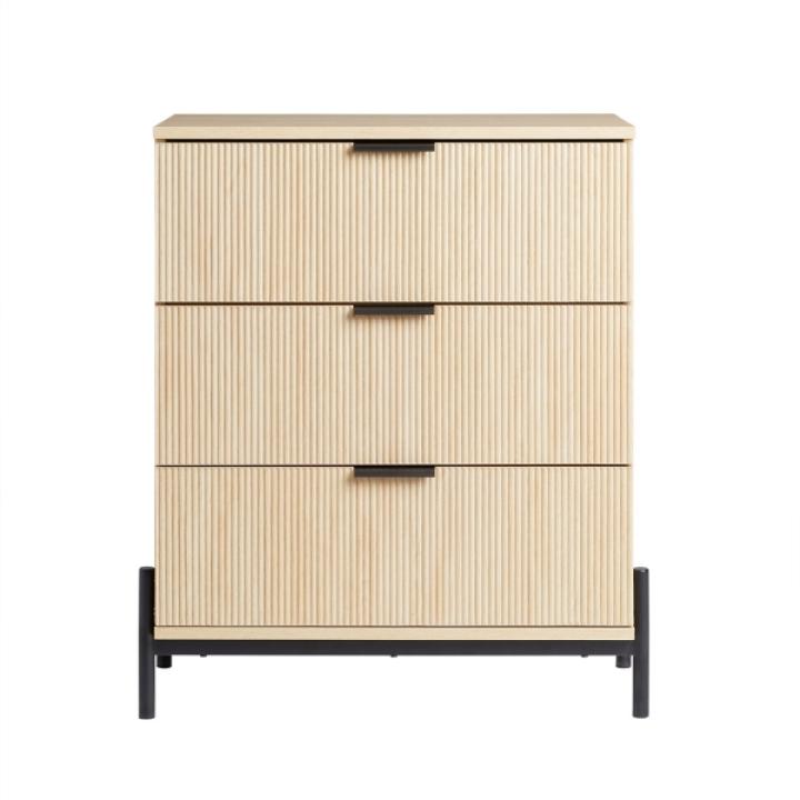 Coastal Oak Reeded 3-Drawer Dresser
