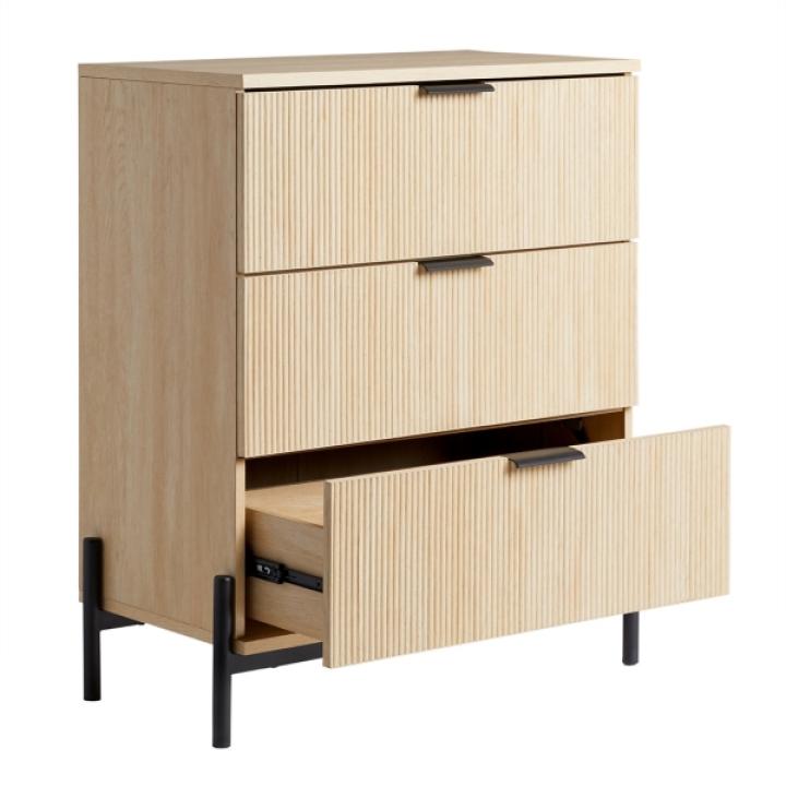 Coastal Oak Reeded 3-Drawer Dresser