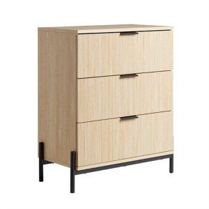 Coastal Oak Reeded 3-Drawer Dresser