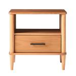 Caramel Brown Wood Cubby Nightstand