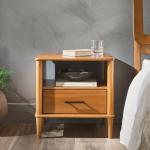 Caramel Brown Wood Cubby Nightstand