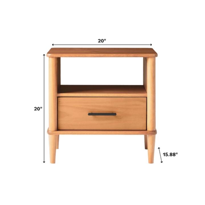 Caramel Brown Wood Cubby Nightstand