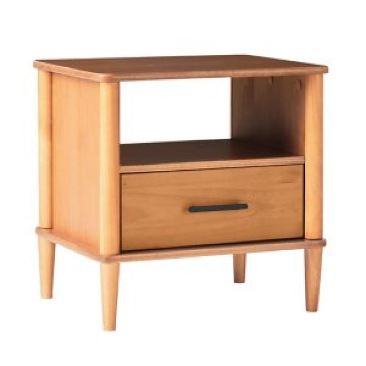 Caramel Brown Wood Cubby Nightstand
