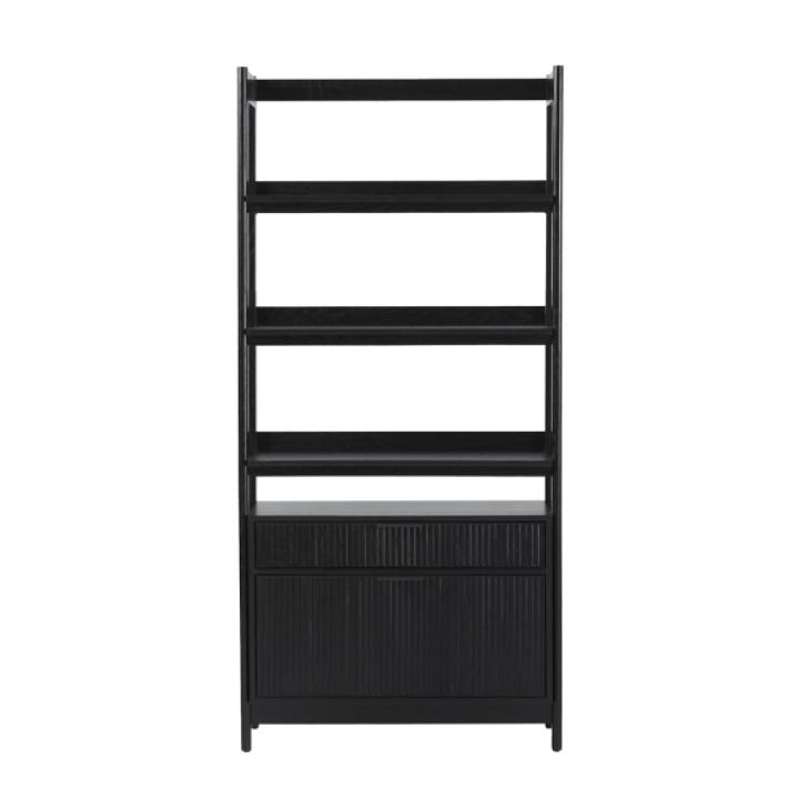 Black Modern Bookcase with Drawers