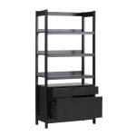 Black Modern Bookcase with Drawers