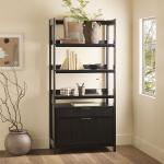 Black Modern Bookcase with Drawers