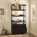 Black Modern Bookcase with Drawers