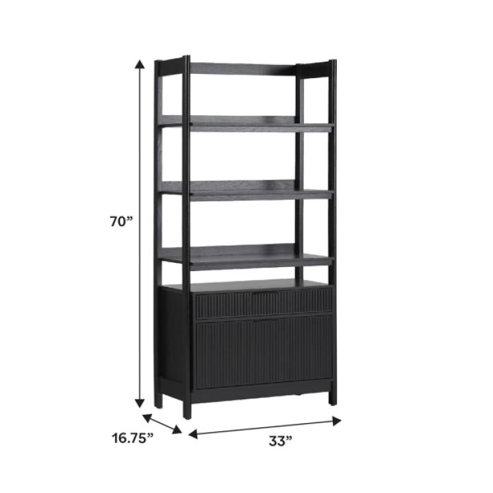 Black Modern Bookcase with Drawers