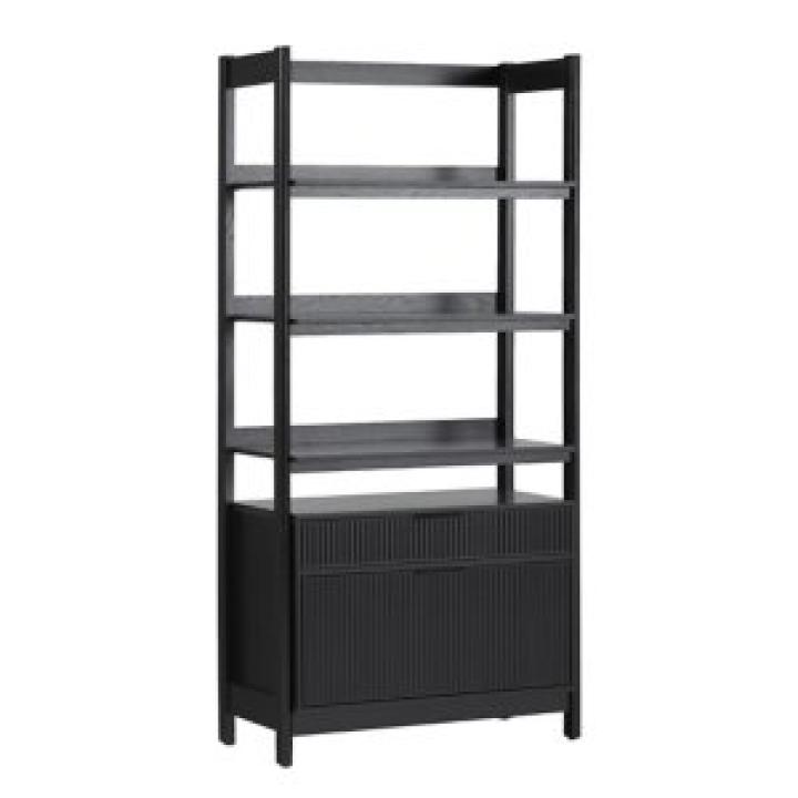 Black Modern Bookcase with Drawers