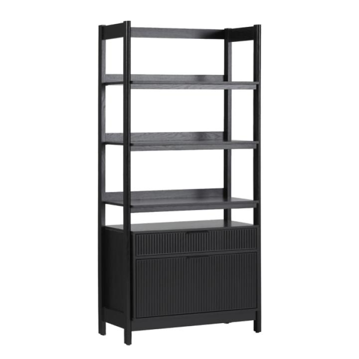 Black Modern Bookcase with Drawers