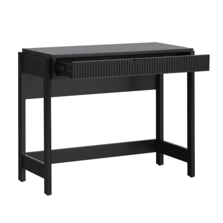 Black Modern 1-Drawer Reeded Desk