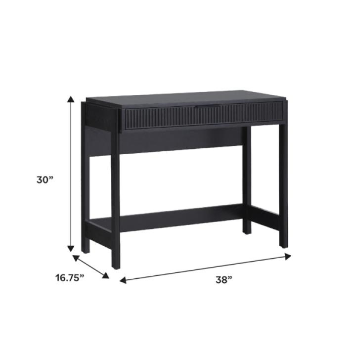 Black Modern 1-Drawer Reeded Desk