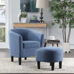 Blue Churchill Accent Chair & Ottoman Set