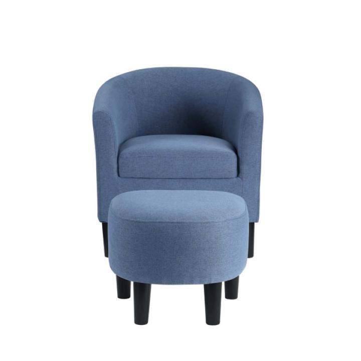 Blue Churchill Accent Chair & Ottoman Set
