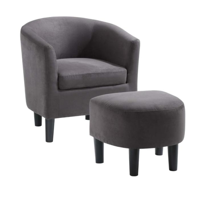 Charcoal Churchill Accent Chair & Ottoman Set