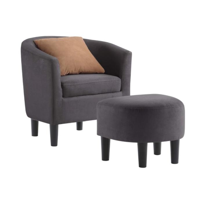 Charcoal Churchill Accent Chair & Ottoman Set