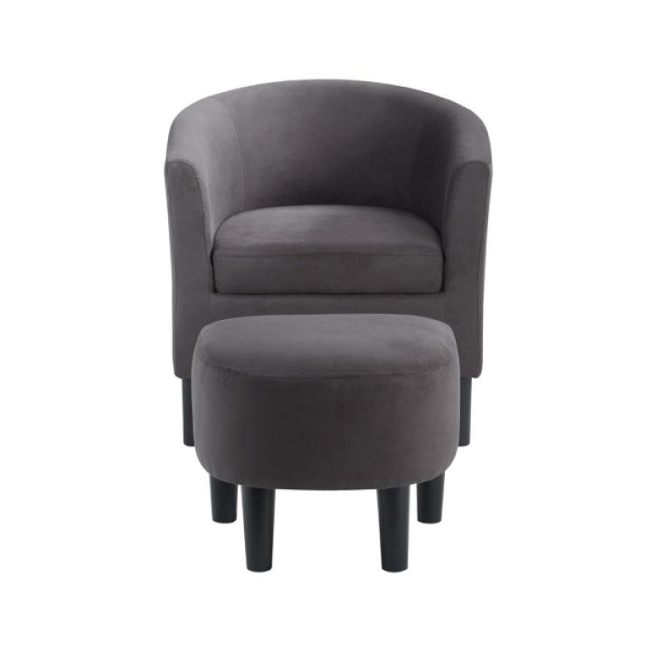 Charcoal Churchill Accent Chair & Ottoman Set