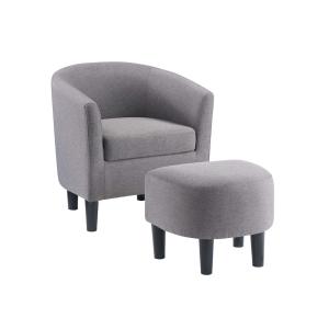 Light Gray Churchill Accent Chair & Ottoman Set