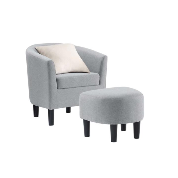 Light Gray Churchill Accent Chair & Ottoman Set