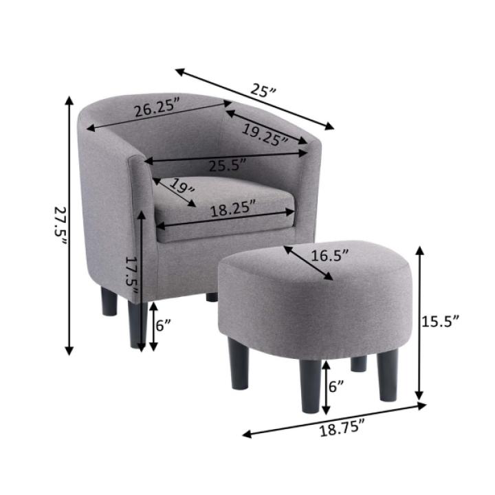 Light Gray Churchill Accent Chair & Ottoman Set